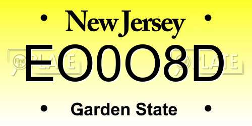 EO0O8D New Jersey License Plate
