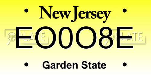 EO0O8E New Jersey License Plate