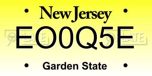 EO0Q5E New Jersey License Plate