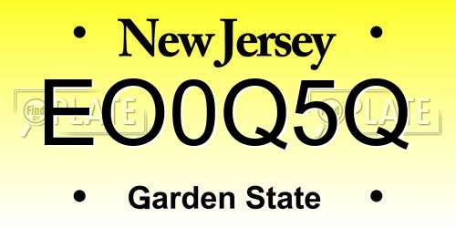 EO0Q5Q New Jersey License Plate