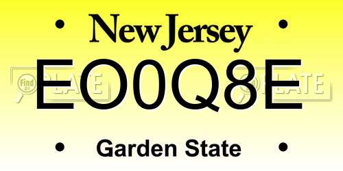 EO0Q8E New Jersey License Plate