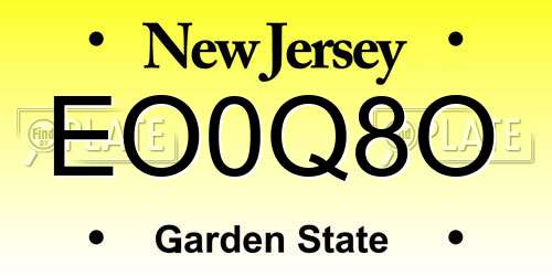 EO0Q8O New Jersey License Plate
