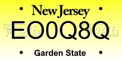 EO0Q8Q New Jersey License Plate