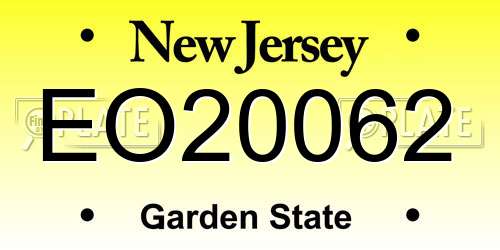 EO20062 New Jersey License Plate