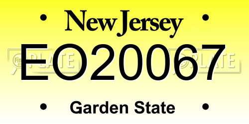 EO20067 New Jersey License Plate