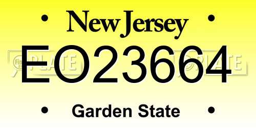 EO23664 New Jersey License Plate