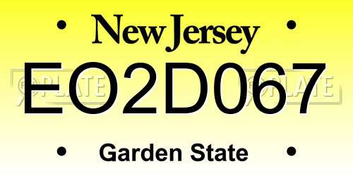 EO2D067 New Jersey License Plate