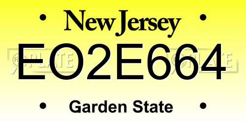 EO2E664 New Jersey License Plate