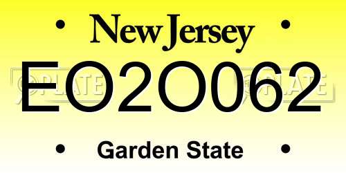 EO2O062 New Jersey License Plate