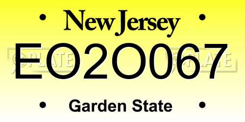 EO2O067 New Jersey License Plate