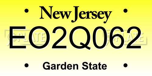 EO2Q062 New Jersey License Plate