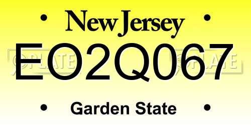 EO2Q067 New Jersey License Plate