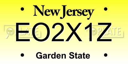 EO2X1Z New Jersey License Plate