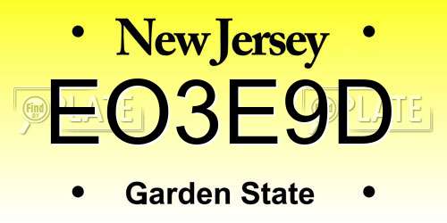 EO3E9D New Jersey License Plate