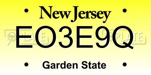 EO3E9Q New Jersey License Plate
