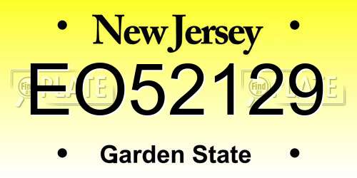EO52129 New Jersey License Plate