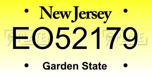 EO52179 New Jersey License Plate
