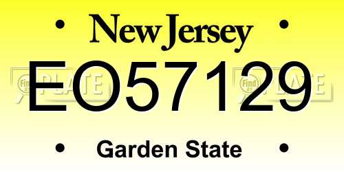 EO57129 New Jersey License Plate