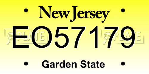 EO57179 New Jersey License Plate