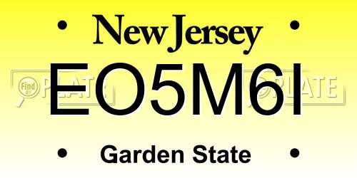 EO5M6I New Jersey License Plate