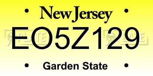 EO5Z129 New Jersey License Plate