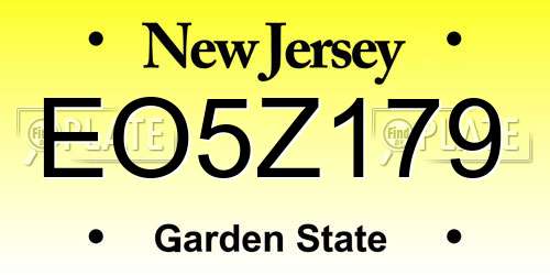EO5Z179 New Jersey License Plate