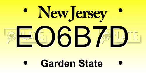 EO6B7D New Jersey License Plate