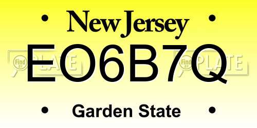 EO6B7Q New Jersey License Plate