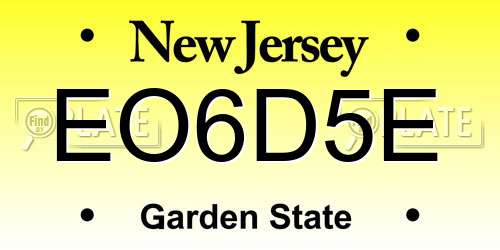 EO6D5E New Jersey License Plate