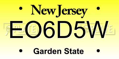 EO6D5W New Jersey License Plate
