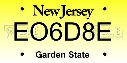 EO6D8E New Jersey License Plate