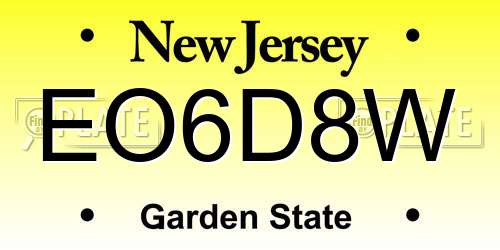 EO6D8W New Jersey License Plate