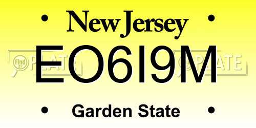 EO6I9M New Jersey License Plate