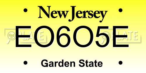 EO6O5E New Jersey License Plate