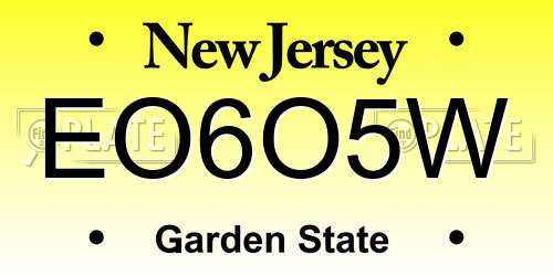 EO6O5W New Jersey License Plate