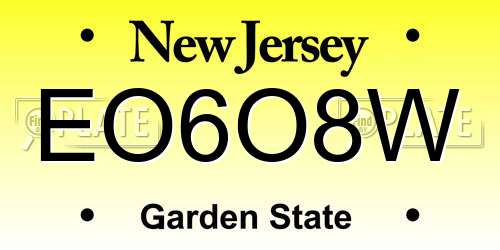 EO6O8W New Jersey License Plate