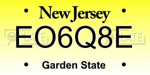 EO6Q8E New Jersey License Plate