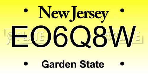 EO6Q8W New Jersey License Plate