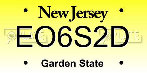 EO6S2D New Jersey License Plate