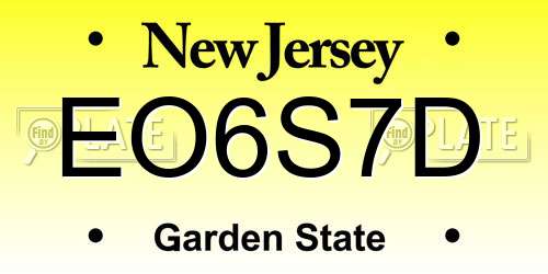 EO6S7D New Jersey License Plate