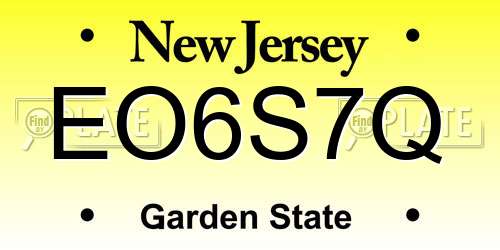 EO6S7Q New Jersey License Plate