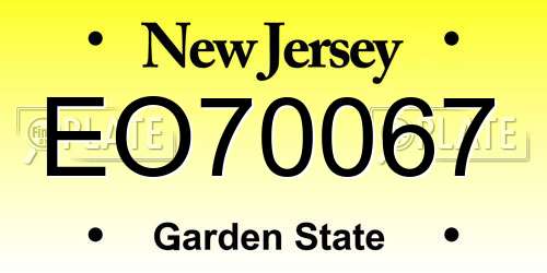 EO70067 New Jersey License Plate