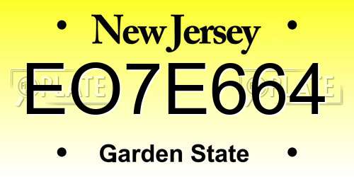 EO7E664 New Jersey License Plate