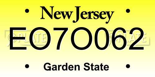 EO7O062 New Jersey License Plate