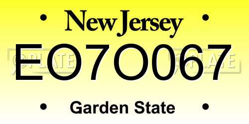EO7O067 New Jersey License Plate