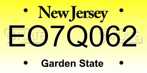 EO7Q062 New Jersey License Plate