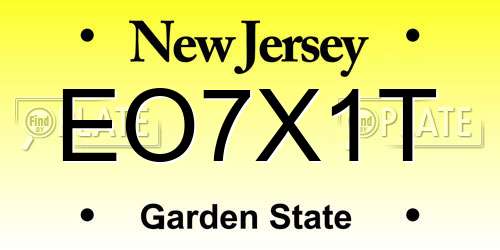 EO7X1T New Jersey License Plate