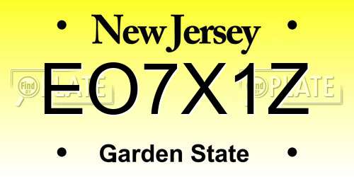 EO7X1Z New Jersey License Plate