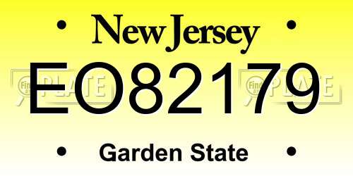 EO82179 New Jersey License Plate