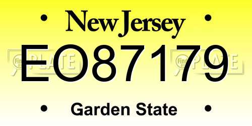 EO87179 New Jersey License Plate
